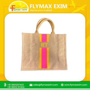 Tissu de jute naturel 100% fait à la main sacs à provisions écologiques à la mode et fonctionnels Mini motif personnalisé rayé en vente - Product Image 3