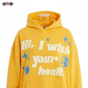 Wholesale Custom Letter Printed Brown Winter <b>Fleece</b> Hoodie 100% Cotton Oversized Heavy <b>Hooded</b> <b>Mens</b> 3d for - Product Image 6