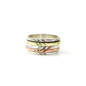 Adjustable Three Tone <b>Spinner</b> <b>Ring</b> 11.0 Grams Rose Gold Gold Plated Inlay Trendy Statement Style for Christians Great Gift Idea - Product Image 1