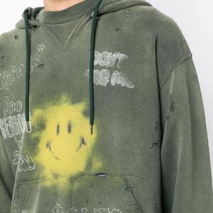 Logo personnalisé 450gsm Sweats à capuche brodés lourds avec patch vintage Sweats à capuche vieillis pour hommes - Product Image 4