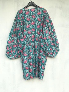 Handmade Khối In Phụ Nữ Hoa Cotton Kaftan Boho Bãi Biển Ăn Mặc Lỏng Lẻo Phù Hợp Áo Áo Đạo Đức Mùa Hè Đảng Bìa Cho Khu Nghỉ Mát Mặc - Product Image 6