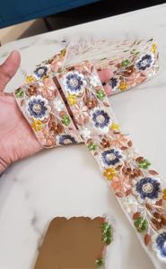 Rubans brodés à la machine à motifs floraux géométriques personnalisés, dentelles, modèles variés, couleurs, coton organza gros-grain pour mariage - Product Image 4