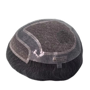 Perruque en cheveux humains vierges Remy indiens, toupet, vague naturelle, trame unique pour prothèse capillaire en dentelle Taz - Product Image 1