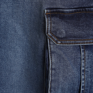 Pantalones Cargo de Mezclilla Azul para Hombre, Cintura Elástica, Corte Jogger, Bolsillos Laterales, Estilo Casual, Lavado, Color Sólido, Verano-Otoño, Lavables - Product Image 3