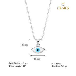 สร้อยคอจี้รูปตาปีศาจทรงมาร์คีส์ CLARA 925 เงินแท้ ประดับด้วยเทอร์ควอยซ์ เซอร์คอน และเพชร ชุบทอง เหมาะสำหรับเป็นของหมั้น - Product Image 5