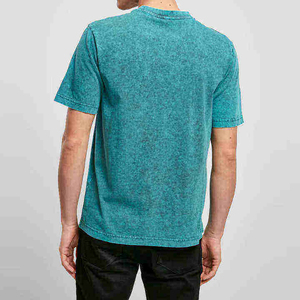 Camiseta de Manga Corta para Hombre, Color Verde Azulado, Cuello Redondo, Corte Regular, Tejido de Punto, Color Sólido - Product Image 3