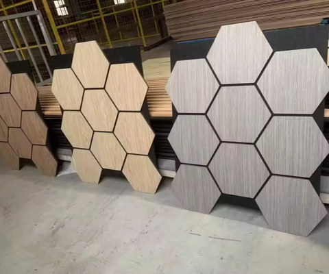 Modern Hexagon Design Solid Wood Home Office Wall Panels Manufacturer's Discount Acoustic Wood Panels for Apartment Wholesome