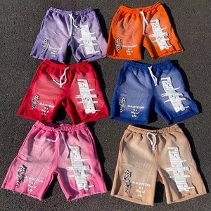 Custom Colorful Puff Printing Logo Washed Cotton French Terry Drawstring <b>Shorts</b> Jogger Distressed Vintage Men's Acid Wash <b>Shorts</b> - Product Image 1