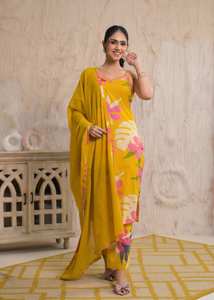 Exclusivo de algodón hecho a mano para mujer, retoque Kurti Bottom Dupatta, colección al por mayor para ropa de fiesta informal, indio pakistaní - Product Image 2