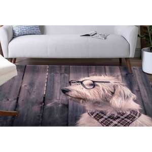 Alfombra con diseño de perro con gafas: alfombra impresa antideslizante para decoración del hogar, alfombra suave no tejida - Product Image 2