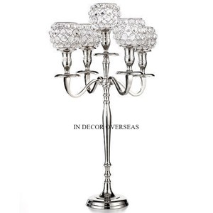 Centro de mesa para bodas y fiestas de Villa, Metal de la mejor calidad, chapado en oro de alta calidad, 5 brazos, aspecto atractivo, suministro de candelabros - Product Image 2