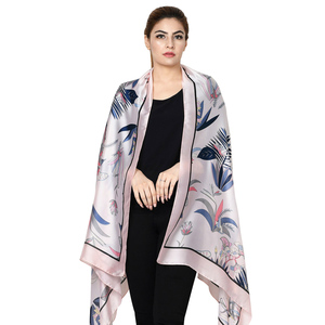 Wholesale 2024 Custom New <b>Silk</b> Satin Scarf Solid Traditional Cashmere <b>Shawls</b> for Women Exclusive Design Digital Made - Product Image 3