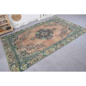 Alfombra clásica de retazos de poliéster de lana hecha a mano azul Beige 5,3x8,6 pies patrón de pasillo Rectangular para adolescentes que viven látex de 10mm - Product Image 2