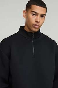 2025 <b>Black</b> Oversized Men's Sweatshirt Half Zippered Embroidered Winter Printed 100% Cotton <b>Hoodie</b> Custom Logo Designs Plain Dyed - Product Image 3