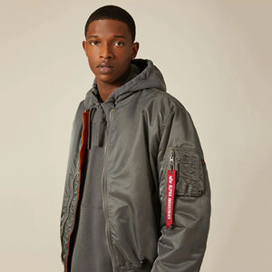 แจ็คเก็ตบอมเบอร์แคนวาสผู้ชาย, แห้งเร็วกันน้ำมีปกตั้งสไตล์สวมใส่แนวสตรีทสำหรับฤดูหนาวโลโก้ด้านหน้า - Product Image 5