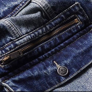Offre Spéciale hommes décontracté Jeans veste séchage rapide respirant surdimensionné fermeture éclair Denim Jean veste avec grande taille quatre poches - Product Image 6
