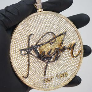 4Ct Round Cut Real Moissanite Allah Pendentif à breloque pour homme plaqué or blanc 14K - Product Image 4