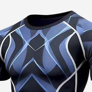 Ensembles de lutte tricotés unisexes personnalisés en 2 pièces, t-shirt + short, ensembles de rashguard imprimés par transfert thermique, écologiques, séchage rapide - Product Image 3