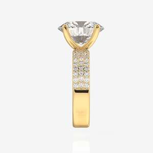 Lab Grown Oval Cut Diamond <b>Ring</b> 9K Gold with Three-Layer Pave Rhodium Plated Yellow Gold Platinum Engagement Promise - Product Image 3