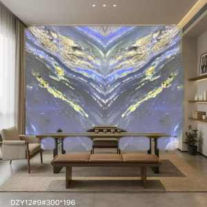 Losas de Cuarcita Azul Fantasía Retroiluminadas, de Gran Tamaño, en Forma de V, con Efecto de Libro Abierto, Translúcidas, de Cuarzo Azul Brasil, para Paneles de Pared - Product Image 2