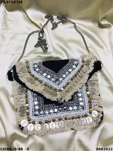 Designer Handcrafted Evening Banjara Boho Ladies Clutch Cum <b>Sling</b> Bag | Handmade Banjara Boho Beaded Bag - Product Image 5