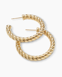 Pendientes de aro de cable esculpidos para joyería de moda de mujer Joyería chapada en oro de 18K Sin pendientes de diamantes - Product Image 2