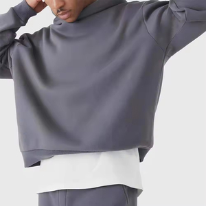 Ensemble de survêtements évasés de haute qualité pour hommes, couleur unie, décontracté, coupe boxy vierge, sweatshirts à capuche avec logo personnalisé, sweatshirts d'hiver - Product Image 3