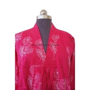 Robe maxi droite vintage indienne de haute qualité, robe élégante d'été pour femmes, demi-manches, imprimé floral fait à la main, robes de soirée 100% - Product Image 5