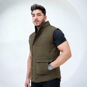 Venta caliente de los hombres de invierno sin mangas Puffer chaleco Stand Collar Reversible personalizado lienzo impresión OEM servicio - Product Image 4