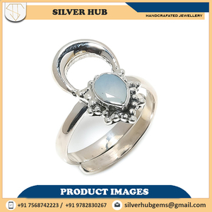 Elegante pera Natural y anillo de Aguamarina de corte brillante redondo 925 plata esterlina Océano Azul piedra preciosa anillo ajustable joyería fina - Product Image 2