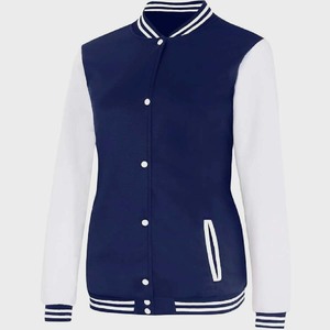 <b>Men</b>’s Classic Navy Blue Varsity <b>Jacket</b> – Premium Athletic Letterman with Contrast <b>White</b> Sleeves - Product Image 6