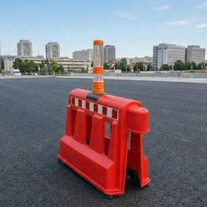 Barrière de sécurité 100 x 100 x 40 cm, poteau de délimitation, barrière de circulation pour autoroute, route, en plastique HDPE, aluminium, acier, pour événements - Product Image 4