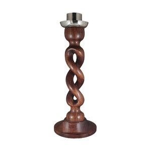 Porte-bougie en bois sculpté artisanal de qualité supérieure, long, pour une décoration intérieure de style rustique et antique, provenant d'Inde - Product Image 1