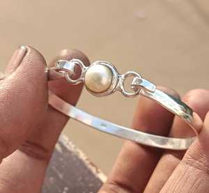 Sterling <b>Silver</b> Plated Boho Interlock Pearl Stone Vintage Bahamian <b>Bangle</b> Stackable Adjustable Bracelet <b>Women</b> Fashion Jewelry - Product Image 6