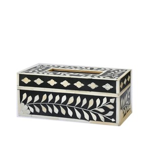Caja de pañuelos artesanal de hueso, de alta calidad, con incrustaciones de hueso natural, madera y papel, soporte para pañuelos, producto de decoración de mesa india. - Product Image 3