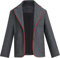 Blazer Escolar de Lana para Mujer de Alta Calidad, con Bordado Floral, Cierre de un Botón, Diseño Tejido, Capucha y Cuello de Solapa