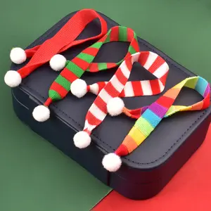 Хит продаж красный зеленый полосатый мини-шарф миниатюрные украшения крошечные Рождественские Зимние поделки для вязания крючком Мини шарф орнамент