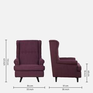 Abdero <b>Wing</b> <b>Chair</b> with Footstool Wine-Colored Fabric <b>for</b> Living Room - Product Image 2