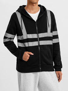 เสื้อครอปมีฮู้ดแขนยาวมีซิปสีขาวสำหรับผู้ชายเสื้อผ้าออกกำลังกายโลโก้ตามสั่ง - Product Image 5