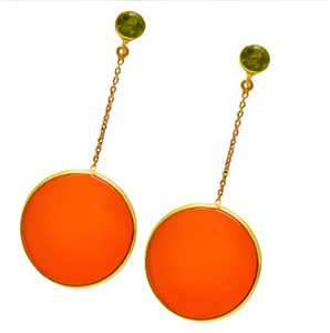 Peridot Carnelian Gemstone Bezel Setting Chain Hanging Dangle <b>Earrings</b> 925 <b>Sterling</b> <b>Silver</b> Jewelry Gold Plated <b>Earring</b> For <b>Women</b> - Product Image 6