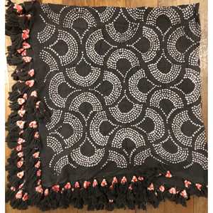 Hand Drawn Digital Print Bandhani Cotton <b>Square</b> Scarf Pom Poms Deep Slate Scalloped <b>Edge</b> Muslim Leopard Letter Chiffon Material - Product Image 2