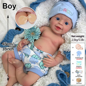 Yeni varış 18 "tam silikon yeniden doğmuş bebek bebek gülümseyen yüz erkek bebek açık ağız emzik koyabilirsiniz - Product Image 4