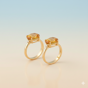 Anillo Redondo de 10 mm con Circonita Cúbica Amarilla en Plata de Ley 925 Chapada en Oro de 18K, Anillo de Fiesta de Boda, Joyería con Piedras Preciosas - Product Image 2