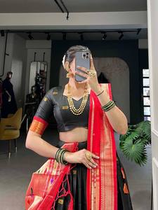 ชุดการ์บาอินเดียแบบดั้งเดิมผ้าคอตตอนเนื้อนิ่มสีดำผ้าคอตตอนผ้ามัสลินผ้าคอตต้อนผ้าคอตตอนเนื้อนิ่มลายลูกฟูกสำหรับงานปาร์ตี้ - Product Image 4