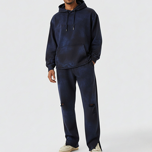 Ensemble Jogging Brodé à Fermeture Éclair, Lavage à l'Acide, Streetwear Vintage, Ensemble de Sweat-Shirt Personnalisé de Haute Qualité, Pantalon de Jogging Évasé pour Hommes, Ensemble de Survêtement - Product Image 1