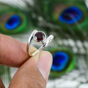 <b>Girls</b> Simple <b>Ring</b> Handmade Garnet Gemstone 925 Sterling Silver <b>Ring</b> Fashion Garnet <b>Ring</b> With 925 Stamped Silver Fine Jewelry - Product Image 3