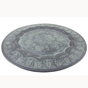 Assiette ronde en métal de luxe patine grise assiettes de service pour restaurant maison assiettes décoratives personnalisées en vrac artisanat - Product Image 1