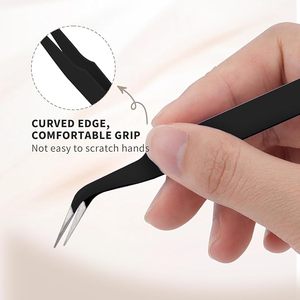 Pinzas para Extensión de Pestañas 3D de Acero Inoxidable Color Negro, Pinzas para Cejas y Pestañas, Artículos de Belleza - Product Image 5
