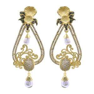 Pendientes colgantes chapados en mate AD de imitación antigua elegante joyería de moda tradicional proveedor de exportación personalizado de moda hecho en latón - Product Image 2