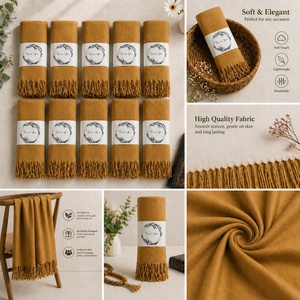 Chales de pashmina color mostaza para bodas y fiestas, bufandas grandes para mujer, chales largos de moda en color liso - Product Image 2